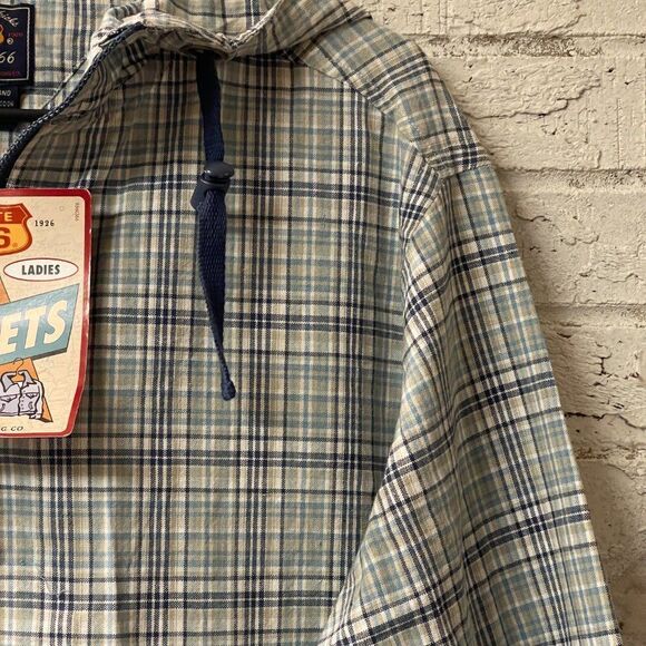 Vintage 90’s  Hooded Striped Partial Zip Pullover Jacket NWT M - Picture 3 of 11